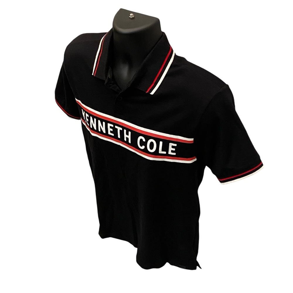 Kenneth Cole Typography Printed Polo Collar Slim Fit Cotton TShirt Men’s Size SM - Picture 4 of 11
